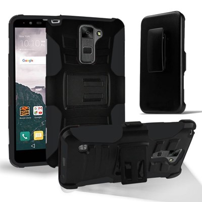 LG Compatible Armor Style Case with Holster - Black and Black  1AM2H-LGS775-BKBK