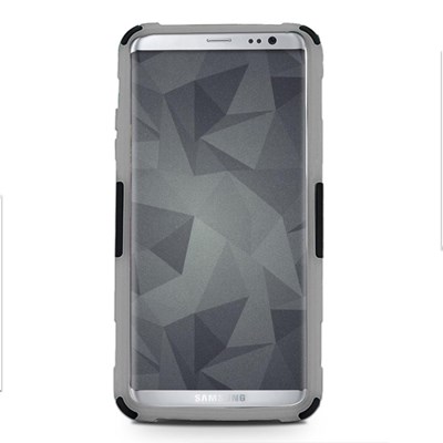 Samsung Compatible Armor Style Case with Holster - Gray and Black  1AM2H-SAMGS8-GRBK