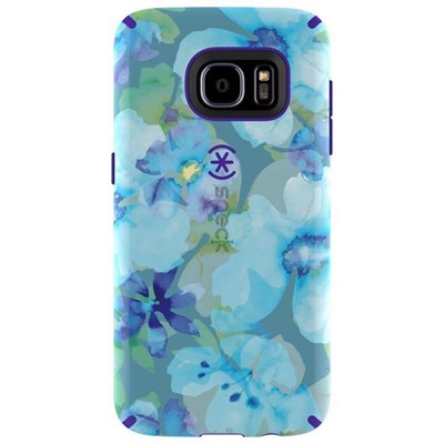 Samsung Compatible Speck Candyshell Inked Case - Aqua Floral Blue and Ultraviolet Purple  75848-C140
