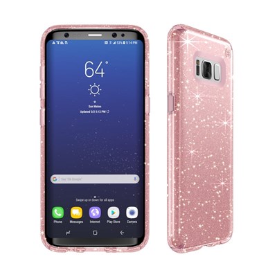 Samsung Compatible Speck Products Presidio Clear and Glitter Case - Rose Pink And Gold Glitter  90255-5978