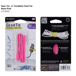 Nite Ize Geartie Cordable 6 Inch 2 Pack - Neon Pink