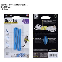 Nite Ize Geartie Cordable 6 Inch 2 Pack - Bright Blue Nite Ize Geartie Cordable 6 Inch 2 Pack - Bright Blue