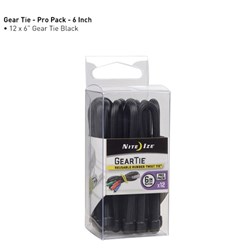 Gear Tie 6 Inch Pro Pack 12 Units  - Black