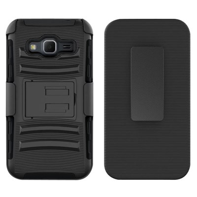 Samsung Compatible Armor Style Case with Holster - Black  AMH-SAMGJ3-BKBK