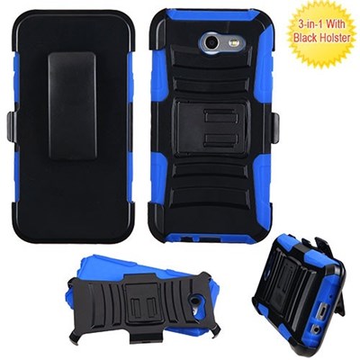 Samsung Compatible Armor Style Case with Holster - Black and Dark Blue