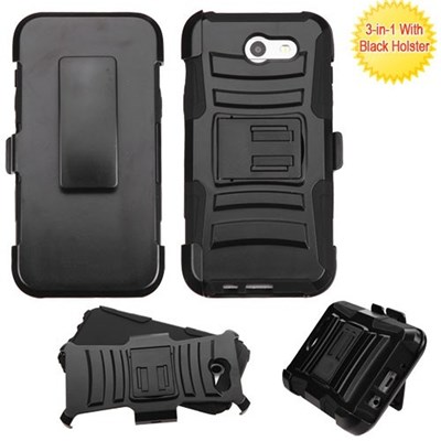 Samsung Armor Style Case with Holster - Black and Black