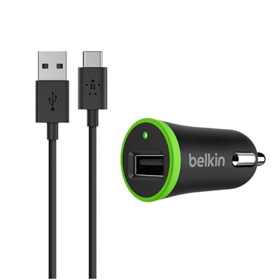 Belkin 2.1a Single Port Car Charger With Usb Type C To 3.1 Usb Type A Cable (6 Ft Cable Length) - Black