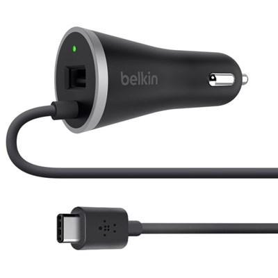 Belkin 15w Type C Car Charger With Additional 10w Usb Type A Port - Black  F7U006BT04-BLK