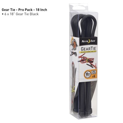 Gear Tie 18 Inch ProPack 6 Units - Black