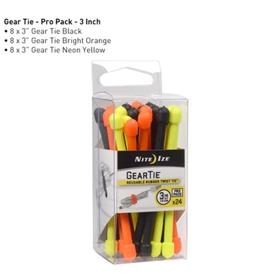 Gear Tie 3 Inch Pro Pack 24 Units - Multi Pack