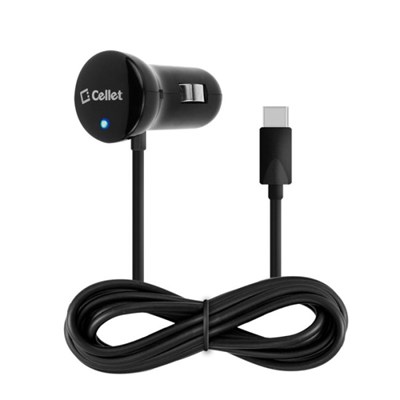 Cellet High Powered 3 Amp USB Type C Car Charger - Black