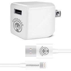 Apple Compatible HyperGear Rapid Wall Charger 2.4A with MFI Lightning Cable - White