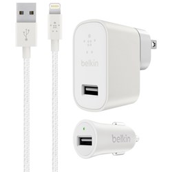 Belkin Mixit Metallic Premium Charging Kit For Apple Lightning Usb Devices (metallic Universal Car / Wall Chargers With Apple Lightning Usb Cable) - 2.4a - White