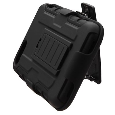 Apple Compatible Armor Style Case with Holster - Black and Black