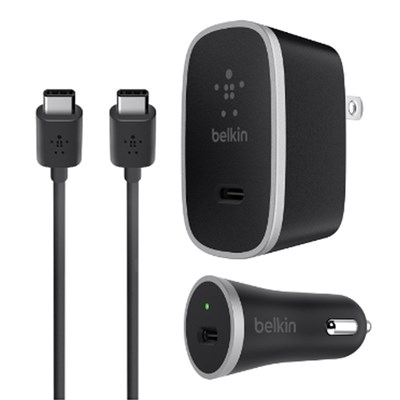 Belkin Premium Charging Kit For Usb Type C Devices (universal Car and wall Chargers With Usb Type C To Type C Cable) - 15w - Black And Silver