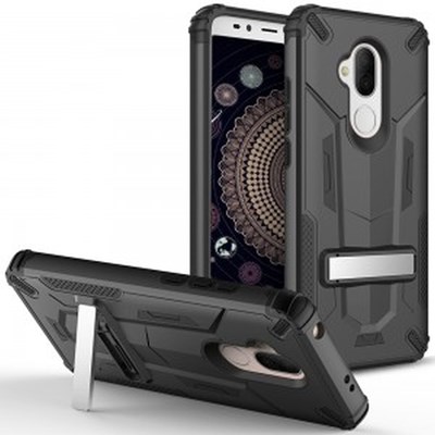 Hybrid Transformer Cover with Kickstand and UV Coated PC and TPU Layers - Black and Black