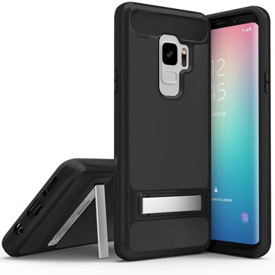 Hybrid Cover with Kickstand and UV Coated PC and TPU Layers - Black