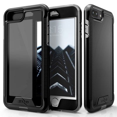 Apple Compatible Zizo ION Triple Layered Hybrid Cover with Tempered Glass Screen Protector - Black and Black