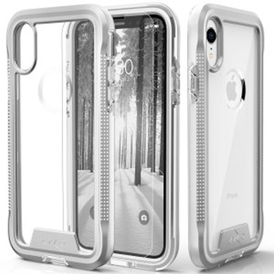 Apple Zizo ION Triple Layered Hybrid Case with Tempered Glass Screen Protector - Silver and Black