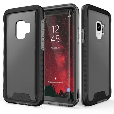 Samsung Zizo ION Triple Layered Hybrid Cover with Tempered Glass Screen Protector - Black and Smoke