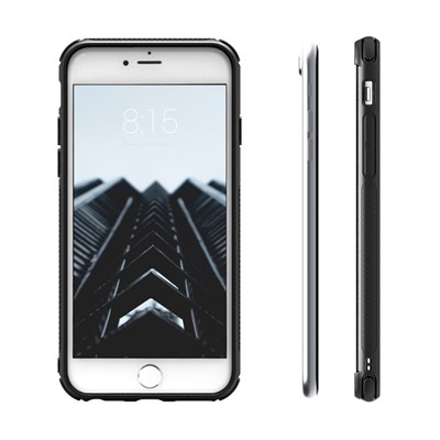 Apple Compatible Resilient TPU Bumper Hybrid Case with Tempered Glass Screen Protector - Black