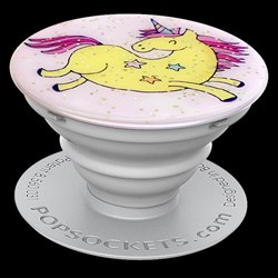Popsockets - Device Stand And Grip - Glitter Jumping Unicorn Yellow