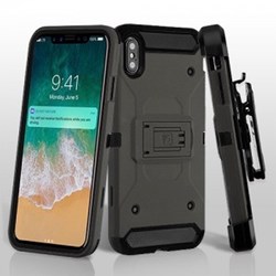 Apple 3-in-1 Kinetic Hybrid Protector Cover Combo with Black Holster - Dark Grey and Black