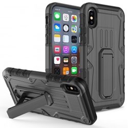 Apple Compatible Armor Hybrid Heavy Duty Cover with Kickstand - Black and Black