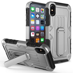 Armor Hybrid Heavy Duty Cover with Kickstand - Gray and Black