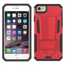 Apple Compatible Hybrid Transformer Cover with Kickstand and UV Coated PC and TPU Layers - Red and Black