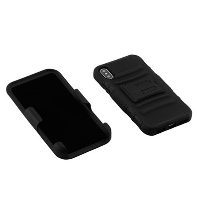 Apple Compatible Armor Style Case with Holster - Black and Black