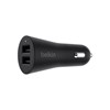 Belkin Boost Up Dual Port Usb Car Charger Adapter - Includes Lightning Cable - 12w Per Port / 2.4a Per Port (4.8a Total Output) - Black Image 1