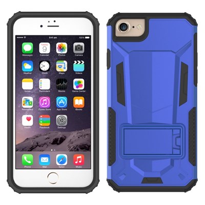 Apple Compatible Hybrid Transformer Cover with Kickstand and UV Coated PC and TPU Layers - Blue and Black