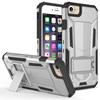 Apple Compatible Hybrid Transformer Cover with Kickstand and UV Coated PC and TPU Layers - Silver and Black Image 1