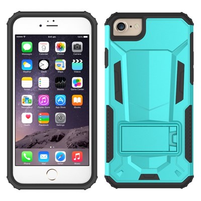 Apple Compatible Hybrid Transformer Cover with Kickstand and UV Coated PC and TPU Layers - Teal and Black