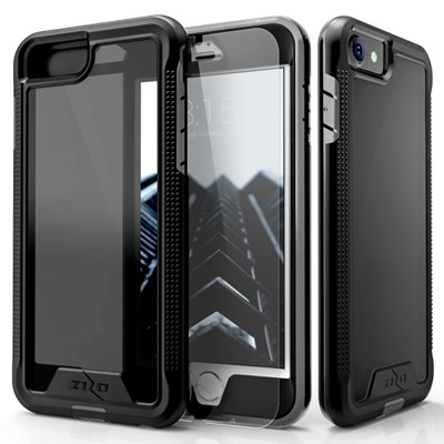 Apple Compatible ION Single Layered Hybrid Cover with Tempered Glass Screen Protector - Black and Smoke