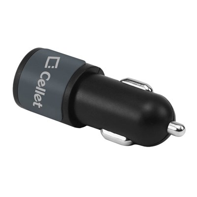 Cellet Dual Port High Powered Universal Car Charger (10w/2.1a) - Black