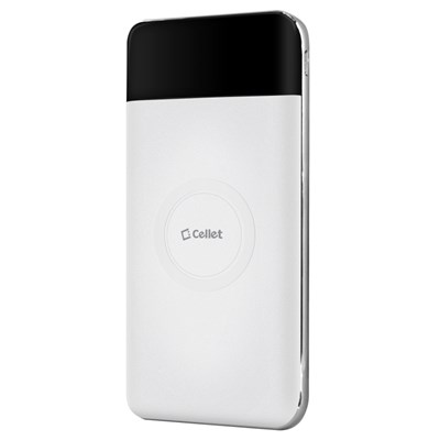 Cellet Wireless Charging Portable Power Bank With Suction Cups - 10000 Mah - Usb Type C Cable Included - White