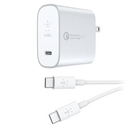Belkin - Boost Up Quick Charge 4+ Wall Charger 27w With Cable 4ft For Type C Devices - White