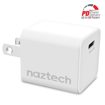 Naztech 20W USB-C PD mini Fast Wall Charger White