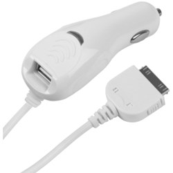 Apple Compatible Dual Output Vehicle Power Adapter w/ USB Port  343562-AP
