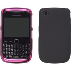 Blackberry Compatible Hybrid Snap-On Case - Pink and Black  384346