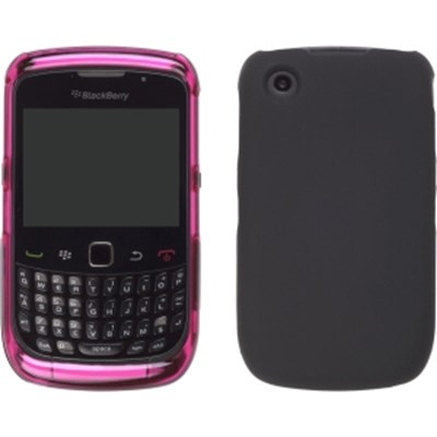 Blackberry Compatible Hybrid Snap-On Case - Pink and Black  384346