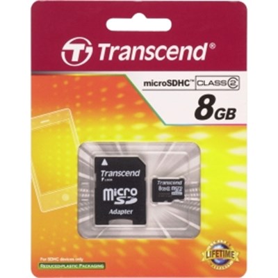 8 GB MicroSDHC Memory Card with SD Adapter-TS8GUSDHC2