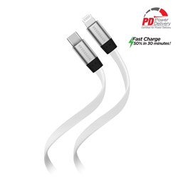 HyperGear Flexi USB-C to Lightning Flat Cable 6ft - White