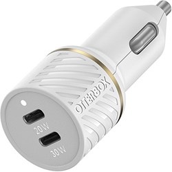 Otterbox USB-C Fast Charge Dual Port Car Charger, 50W Combined - Cloud Dust White