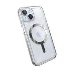 Speck - Gemshell Grip MagSafe Case for Apple iPhone 15 / iPhone 14 / iPhone 13 - Clear and Chrome