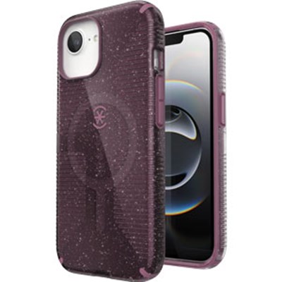 Speck - CandyShell Grip MagSafe Case for Apple iPhone 16e / iPhone 15 / iPhone 14 / iPhone 13 - Plumberry Glitter