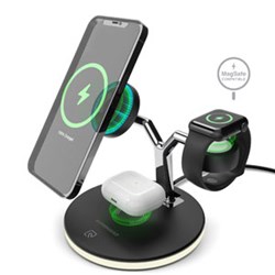 MaxCharge 3-in-1 Wireless Charging Stand with 15W Magnetic Wireless Fast Charge | Black