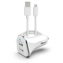 HyperGear Basics | 17W High-Power Dual USB Car Charger | 3ft MFi Lightning Cable | White HyperGear Basics | 17W High-Power Dual USB Car Charger | 3ft MFi Lightning Cable | White